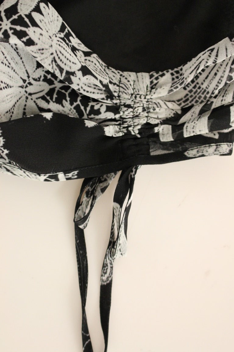 Black Silk Floral Pattern Shift Coctail Dress-Sachin & Babi-LabelTerrace.com