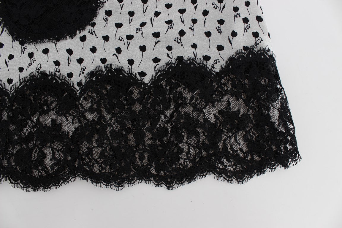 Black Silk Lace Babydoll Lingerie Top-Dolce & Gabbana-LabelTerrace.com