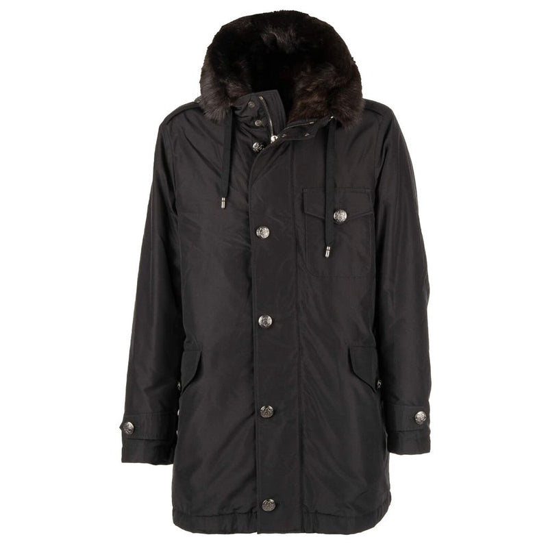 Black Silk Men Parka