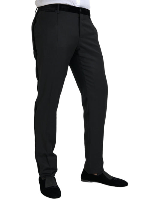Black Silk Men Skinny Dress Pants-Dolce & Gabbana-LabelTerrace.com