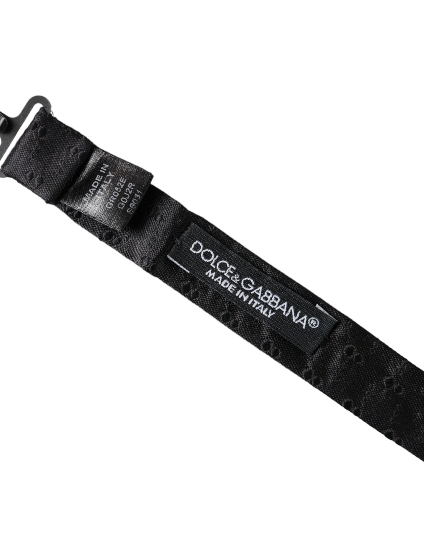 Black Silk Patterned Adjustable Neck Men Bow Tie-Dolce & Gabbana-LabelTerrace.com