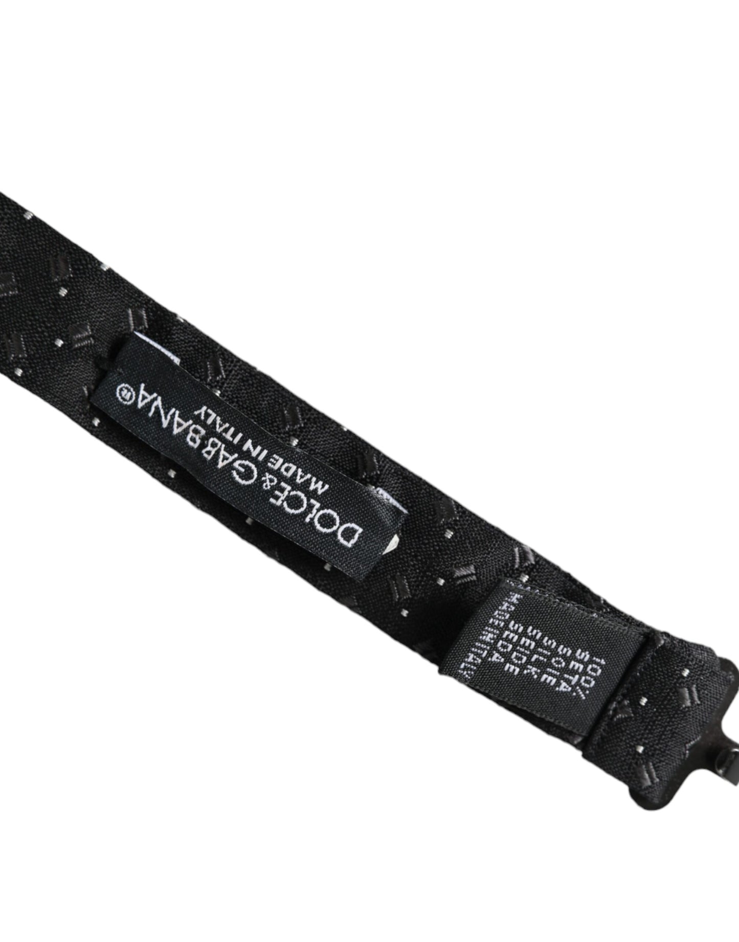 Black Silk Patterned Adjustable Neck Men Papillon Bow Tie-Dolce & Gabbana-LabelTerrace.com