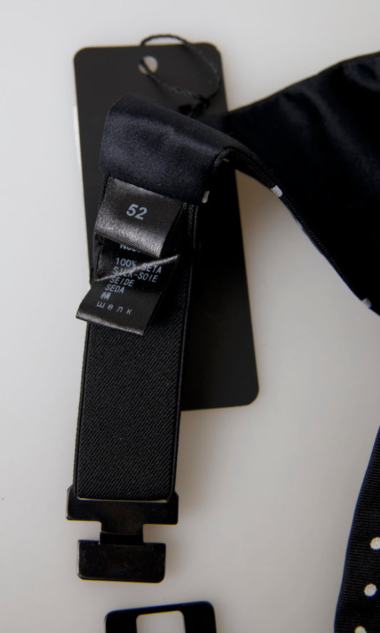 Black Silk Polka Waist Tuxedo Belt Cummerbund-Dolce & Gabbana-LabelTerrace.com