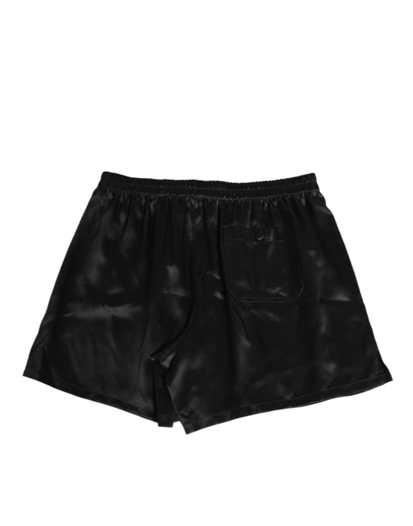 Black Silk Satin Elastic Men Boxer Short Swimwear-Dolce & Gabbana-LabelTerrace.com