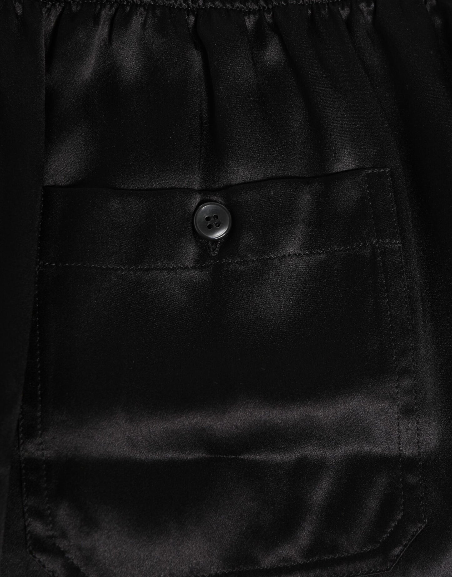 Black Silk Satin Elastic Men Boxer Short Swimwear-Dolce & Gabbana-LabelTerrace.com