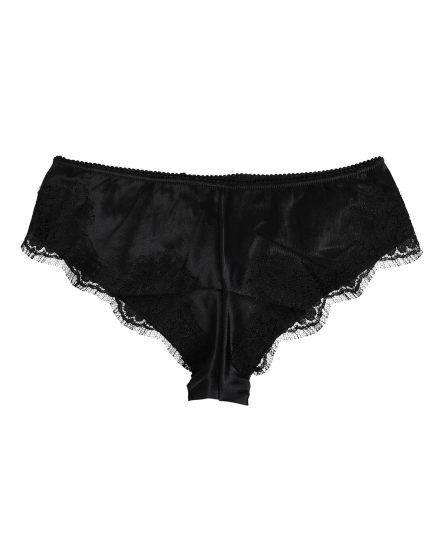 Black Silk Satin Floral Lace Panty Brief Underwear-Dolce & Gabbana-LabelTerrace.com