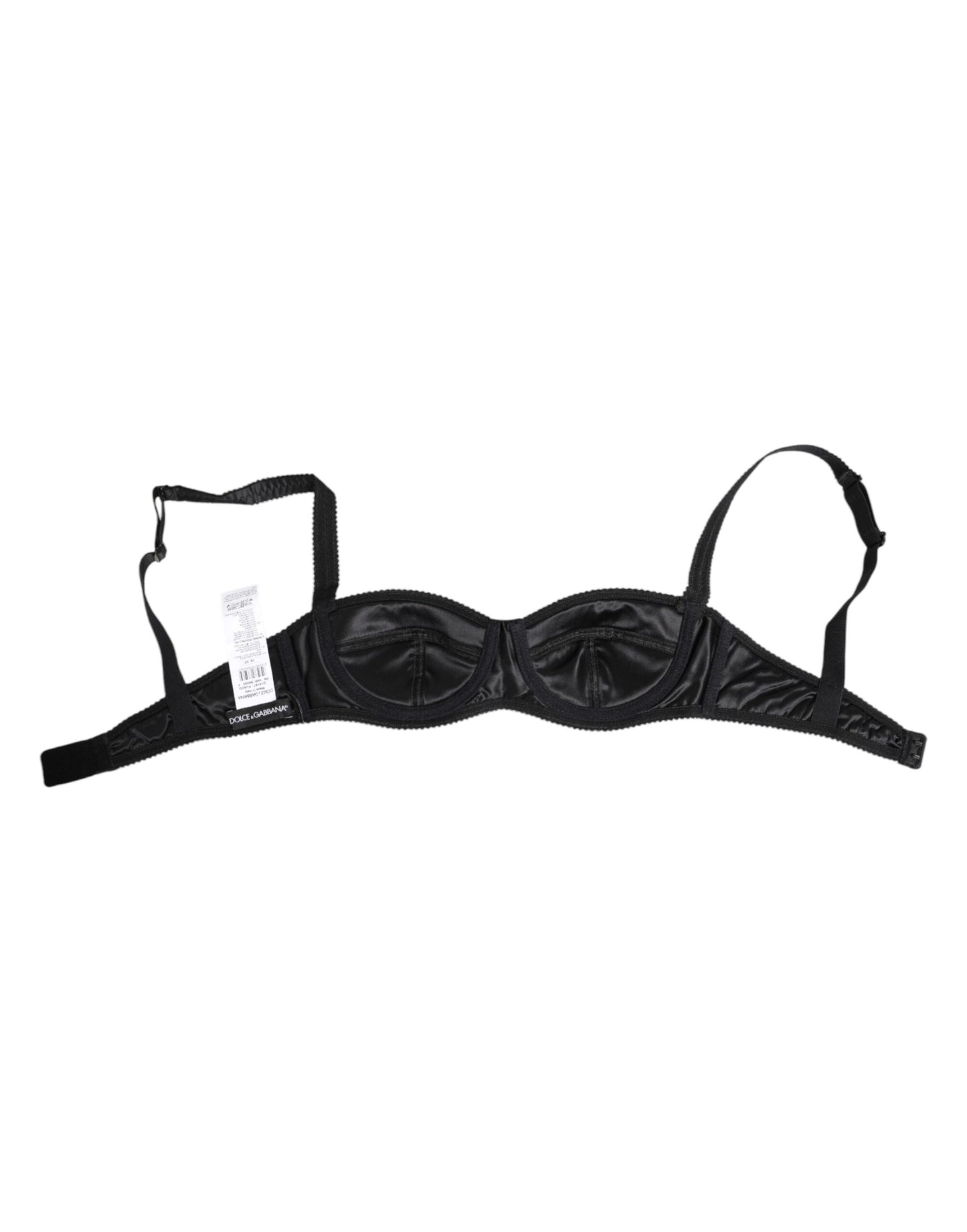 Black Silk Satin Wireless Lingerie Bra Underwear-Dolce & Gabbana-LabelTerrace.com