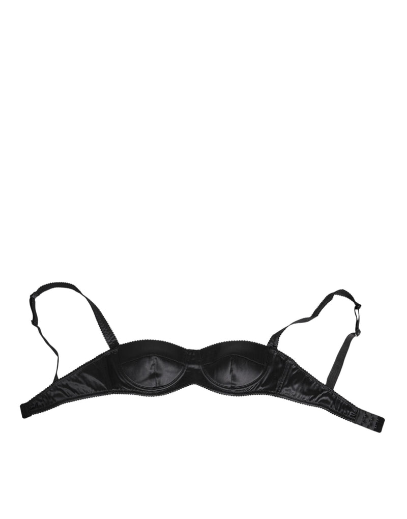 Black Silk Satin Wireless Lingerie Bra Underwear-Dolce & Gabbana-LabelTerrace.com
