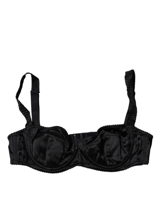 Black Silk Semi-Pad Balconette Bra Underwear-Dolce & Gabbana-LabelTerrace.com