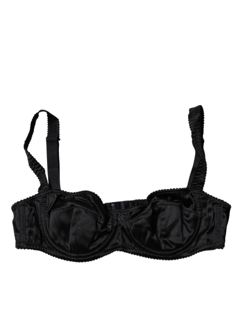 Black Silk Semi-Pad Balconette Bra Underwear-Dolce & Gabbana-LabelTerrace.com