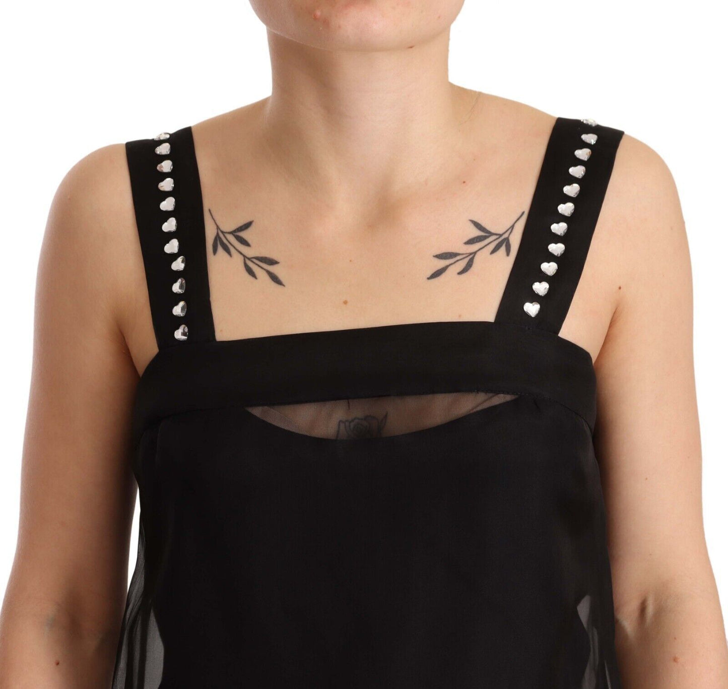 Black Silk Stretch Crystal Sheath Mini Dress-Dolce & Gabbana-LabelTerrace.com