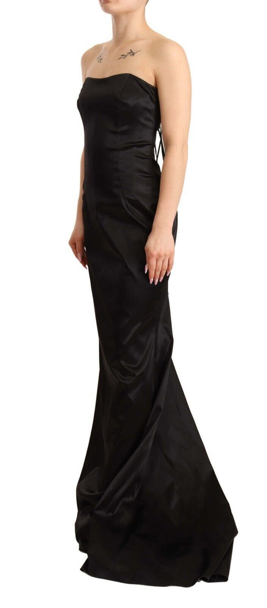 Black Silk Stretch Sheath Mermaid Gown Dress-Dolce & Gabbana-LabelTerrace.com