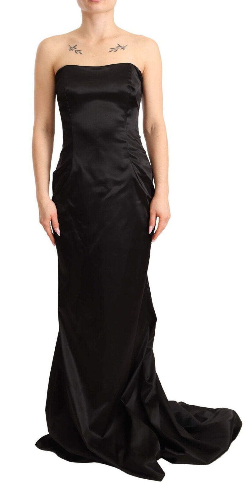 Black Silk Stretch Sheath Mermaid Gown Dress-Dolce & Gabbana-LabelTerrace.com