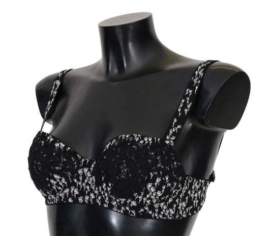 Black Silk White Lace Stretch Underwear Bra-Dolce & Gabbana-LabelTerrace.com