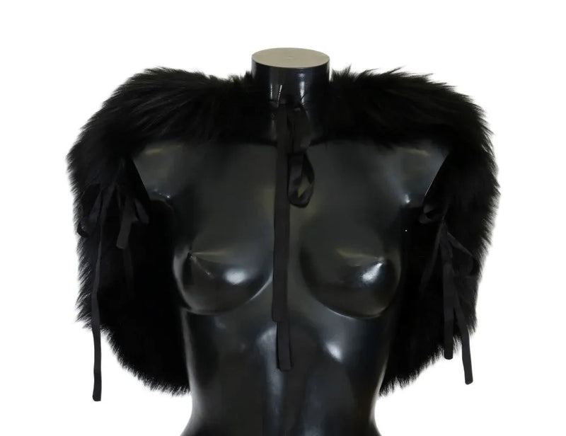 Black Silver Fox Fur Scarf-Dolce & Gabbana-LabelTerrace.com