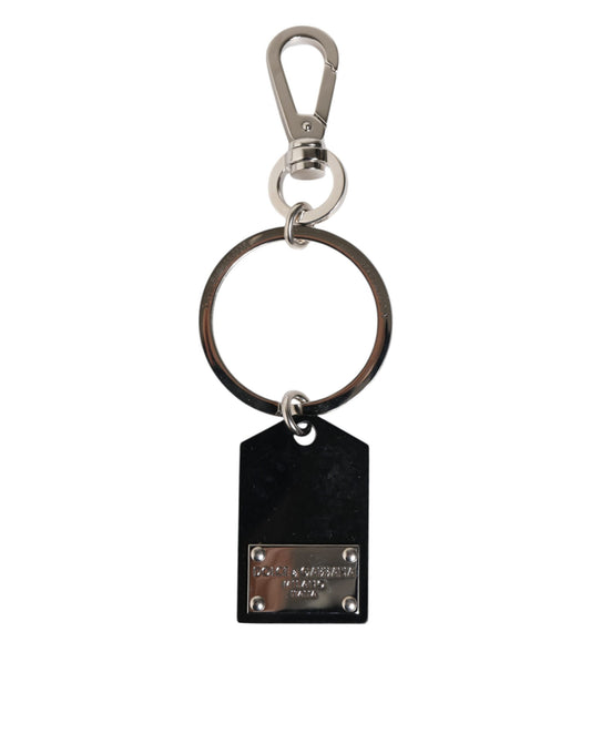 Black Sint Glass Plaque DG Logo Metal PlateKeychain Keyring-Dolce & Gabbana-LabelTerrace.com