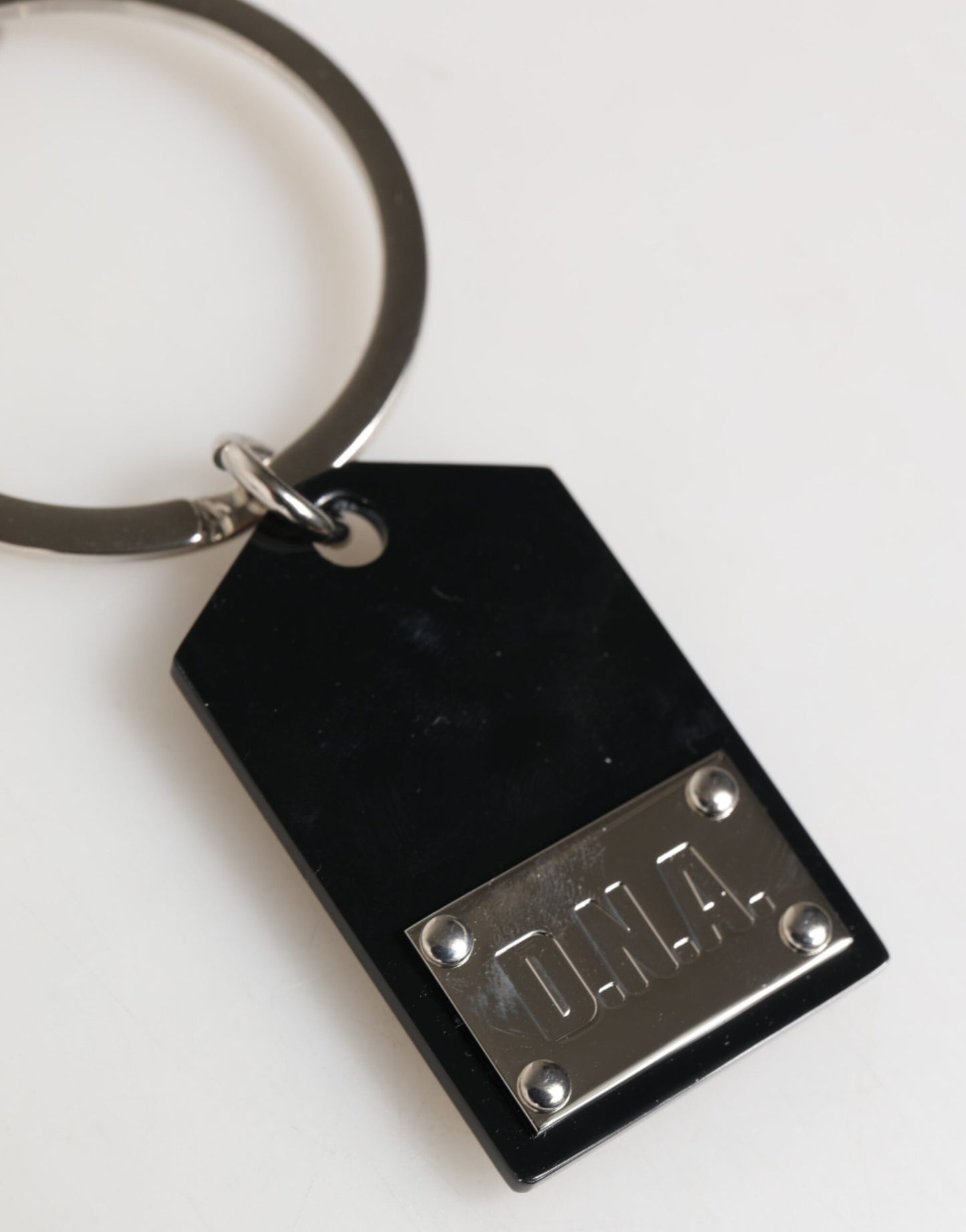 Black Sint Glass Plaque DG Logo Metal PlateKeychain Keyring-Dolce & Gabbana-LabelTerrace.com