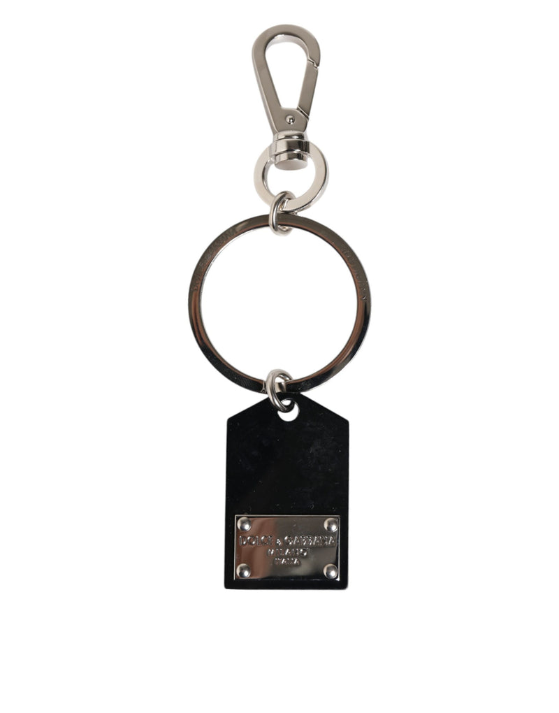 Black Sint Glass Plaque DG Logo Metal PlateKeychain Keyring-Dolce & Gabbana-LabelTerrace.com
