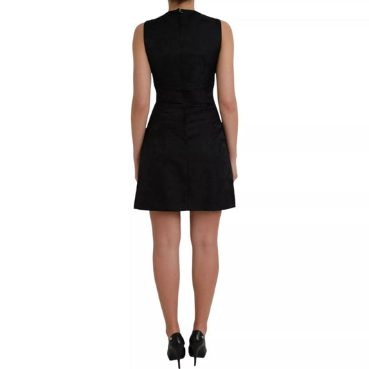 Black Sleeveless Bodycon A-line Mini Dress-Dolce & Gabbana-LabelTerrace.com