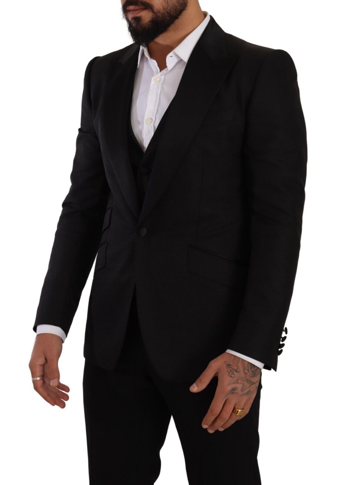 Black Slim Fit 2 Piece SICILIA Blazer-Dolce & Gabbana-LabelTerrace.com