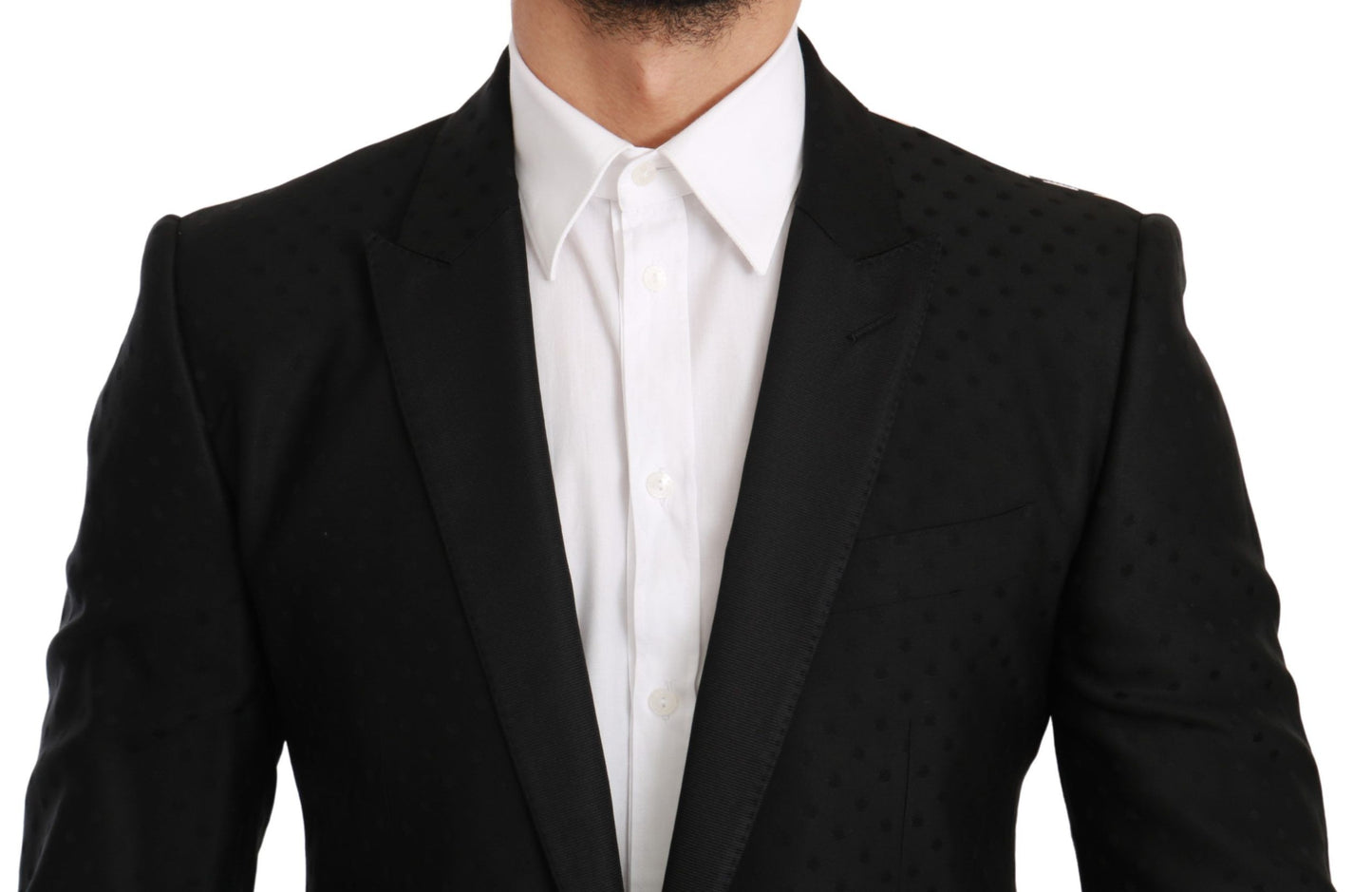 Black Slim Fit Coat Jacket MARTINI Blazer-Dolce & Gabbana-LabelTerrace.com