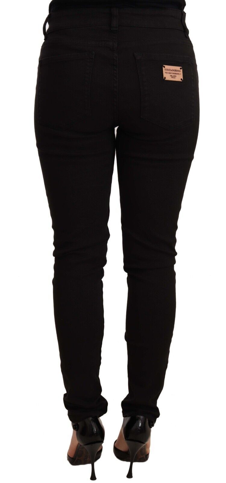 Black Slim Fit Denim Cotton Stretch Jeans-Dolce & Gabbana-LabelTerrace.com