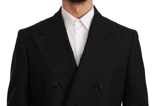 Black Slim Fit Jacket Coat Wool Blazer-Dolce & Gabbana-LabelTerrace.com