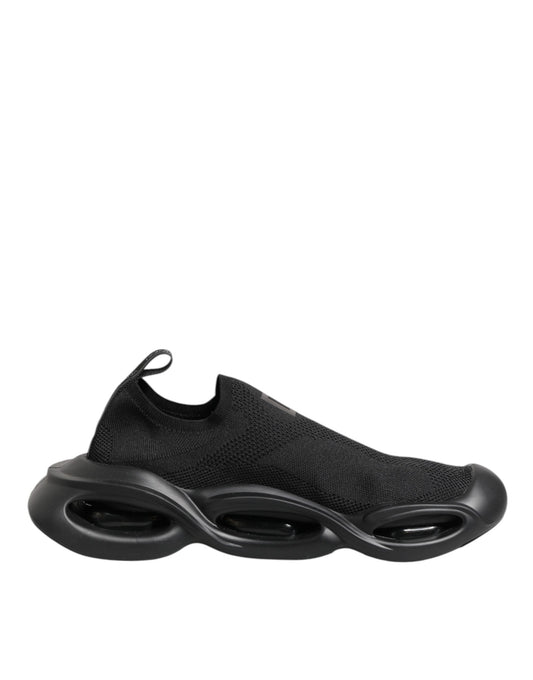 Black Slip On Wave Low Top Men Sneaker Shoes-Dolce & Gabbana-LabelTerrace.com
