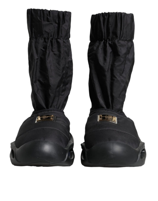 Black Slip On Wave Socks Sneakers Shoes-Dolce & Gabbana-LabelTerrace.com