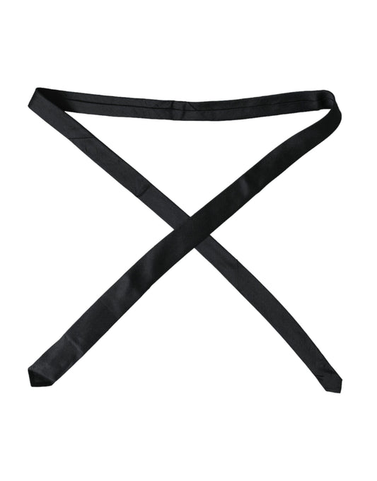 Black Solid 100% Silk Adjustable Tie-Dolce & Gabbana-LabelTerrace.com