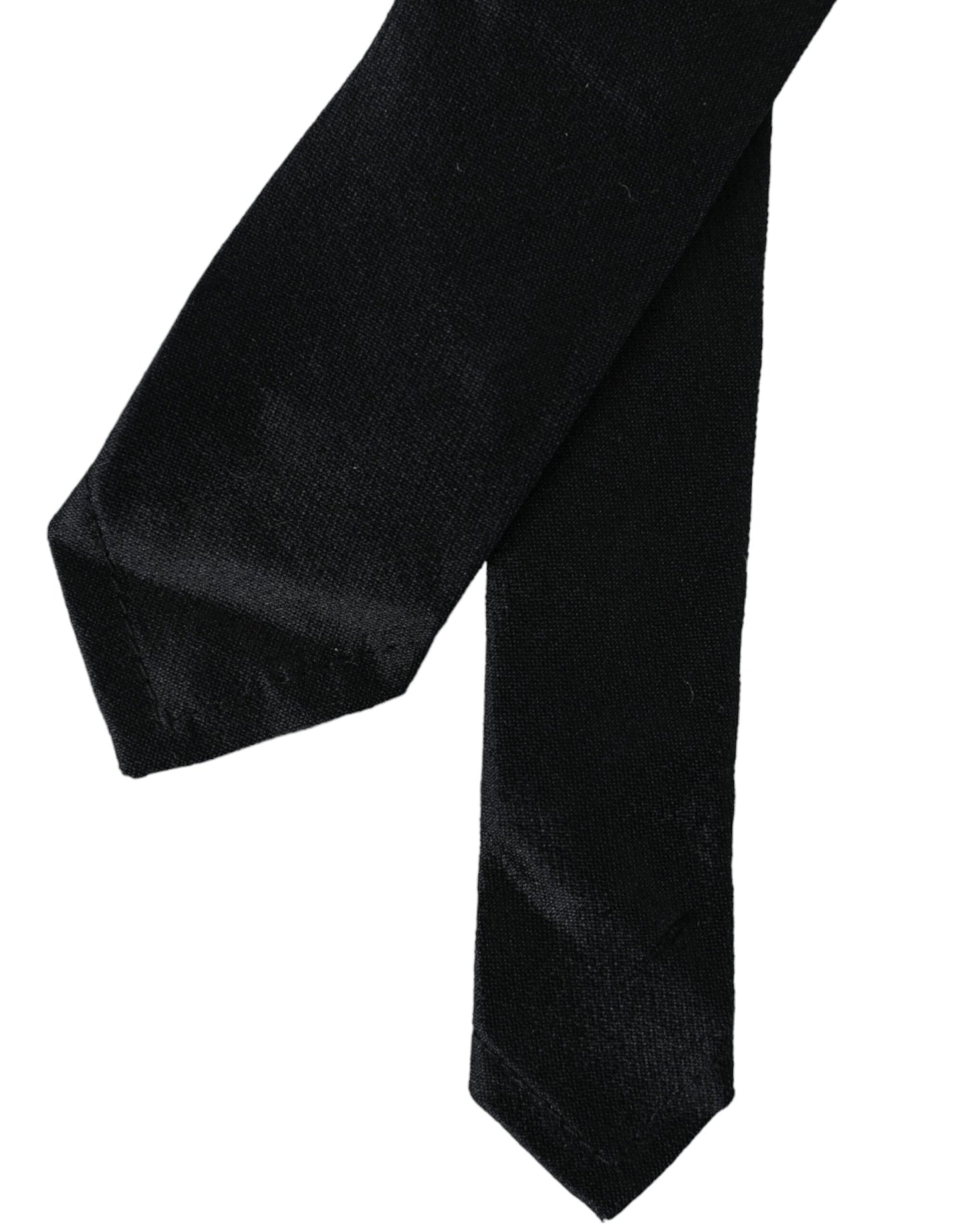 Black Solid 100% Silk Adjustable Tie-Dolce & Gabbana-LabelTerrace.com