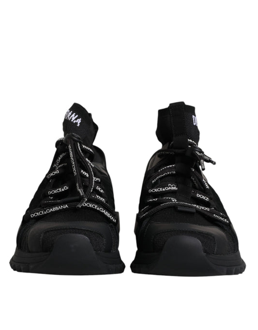 Black Sorrento Logo Men Sneakers Socks Shoes-Dolce & Gabbana-LabelTerrace.com
