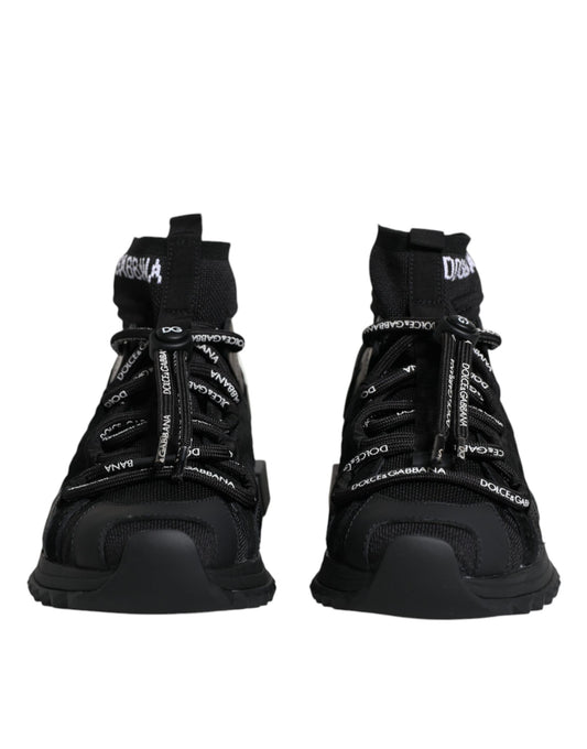 Black Sorrento Socks Logo Sneakers Shoes-Dolce & Gabbana-LabelTerrace.com