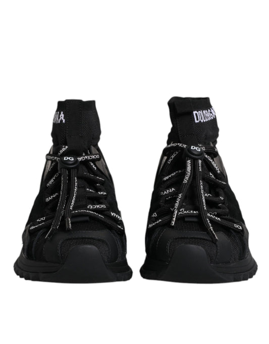 Black Sorrento Socks Logo Sneakers Shoes-Dolce & Gabbana-LabelTerrace.com