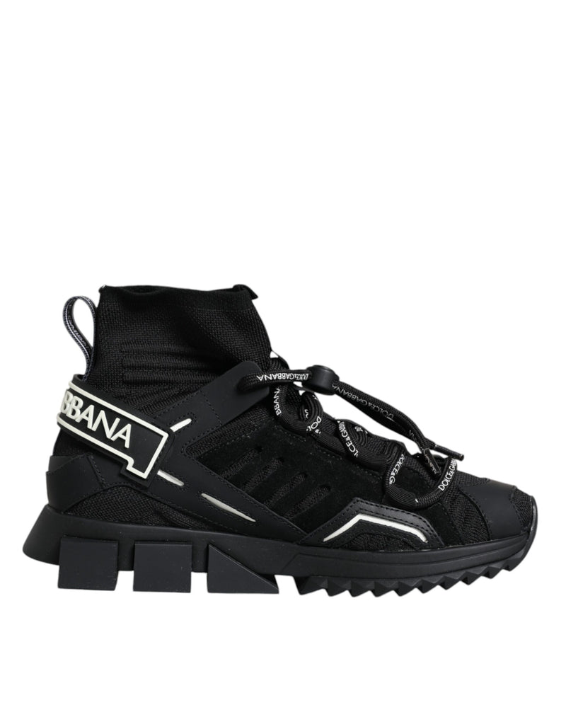 Black Sorrento Socks Logo Sneakers Shoes-Dolce & Gabbana-LabelTerrace.com