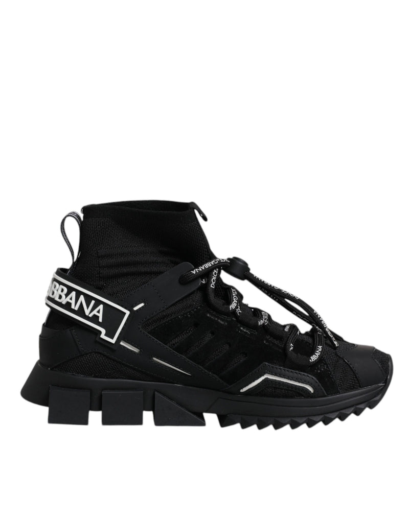Black Sorrento Socks Logo Sneakers Shoes-Dolce & Gabbana-LabelTerrace.com