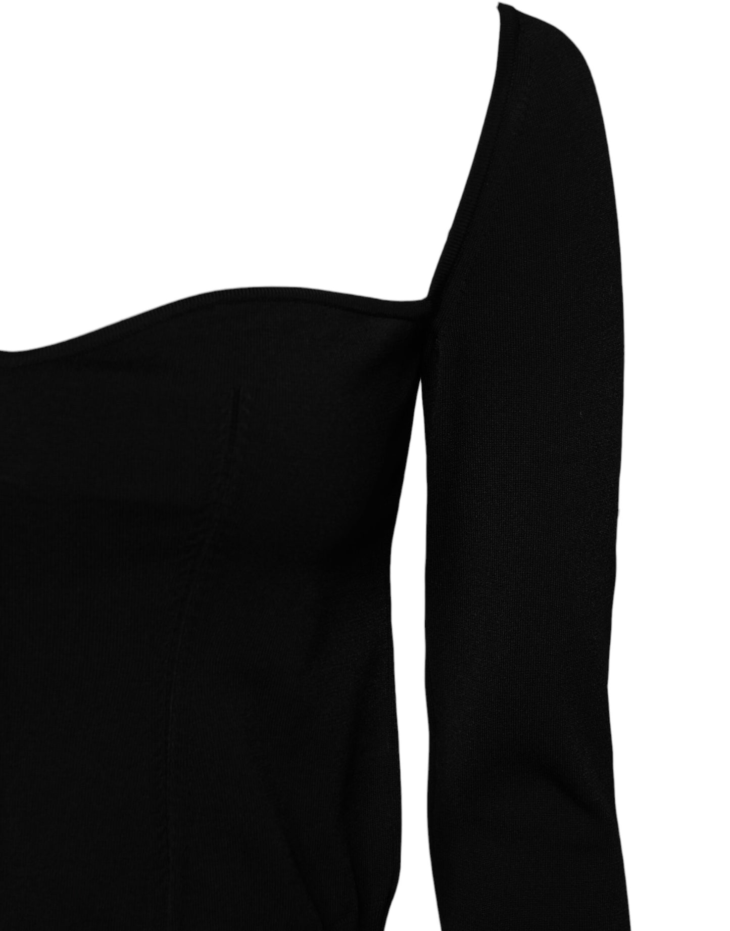 Black Square Neckline Long Sleeves Sweater-Dolce & Gabbana-LabelTerrace.com