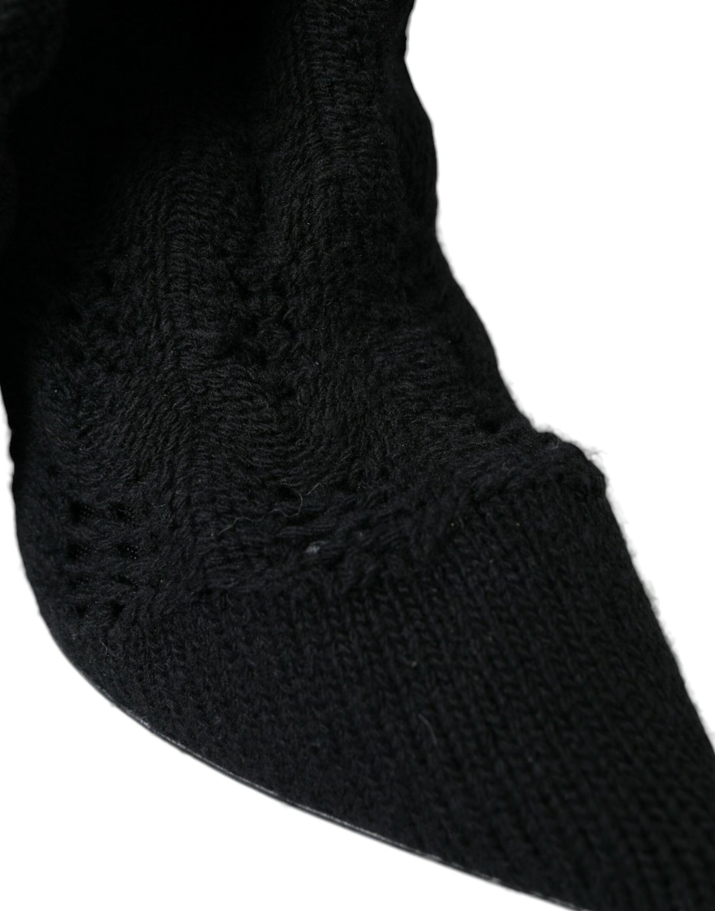 Black Stiletto Heels Mid Calf Boots Shoes-Dolce & Gabbana-LabelTerrace.com