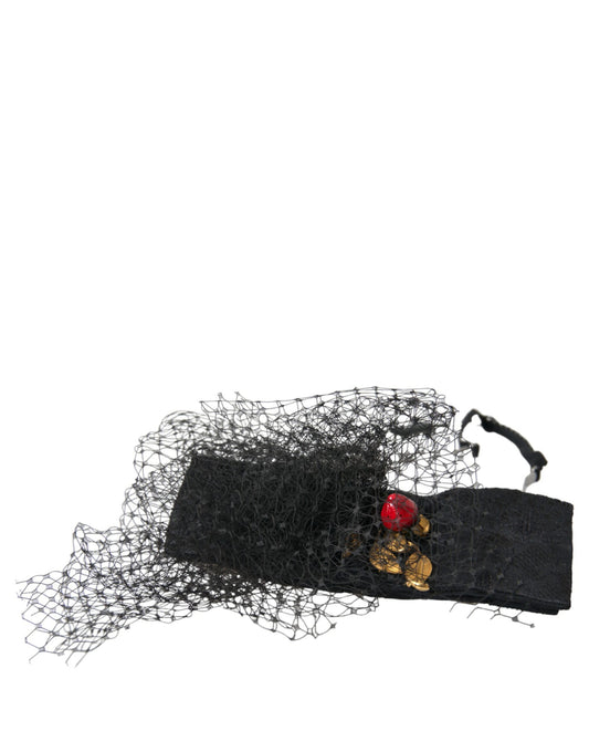 Black Strawberry Sicily Crystal Mesh Net Headband Diadem-Dolce & Gabbana-LabelTerrace.com