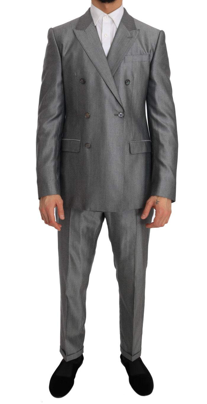 Black Stretch Crystal Bee Slim Fit Suit-Dolce & Gabbana-LabelTerrace.com