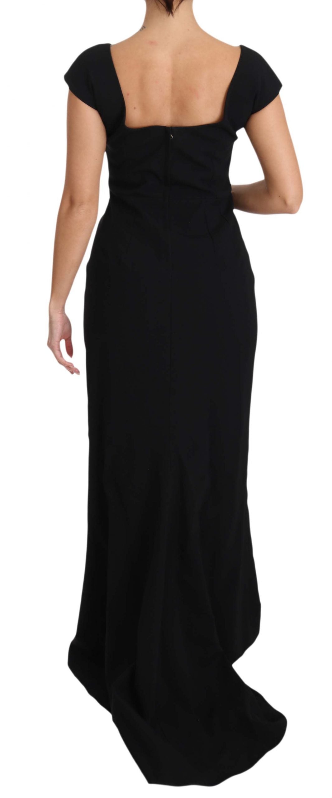 Black Stretch Fit Flare Gown Maxi-Dolce & Gabbana-LabelTerrace.com