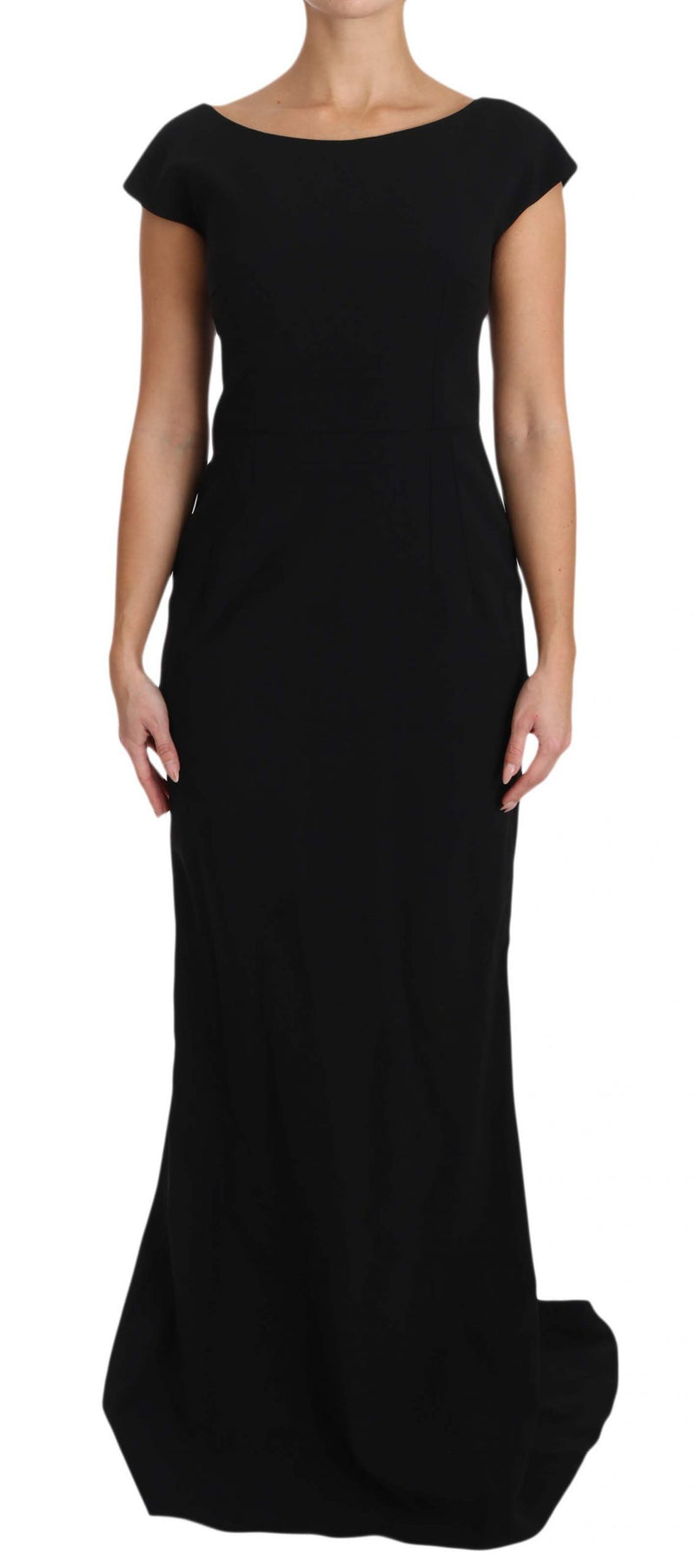 Black Stretch Fit Flare Gown Maxi-Dolce & Gabbana-LabelTerrace.com