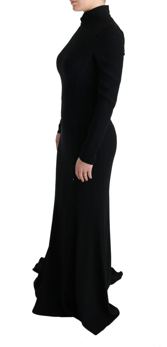 Black Stretch Long Gown Sheath Dress-Dolce & Gabbana-LabelTerrace.com
