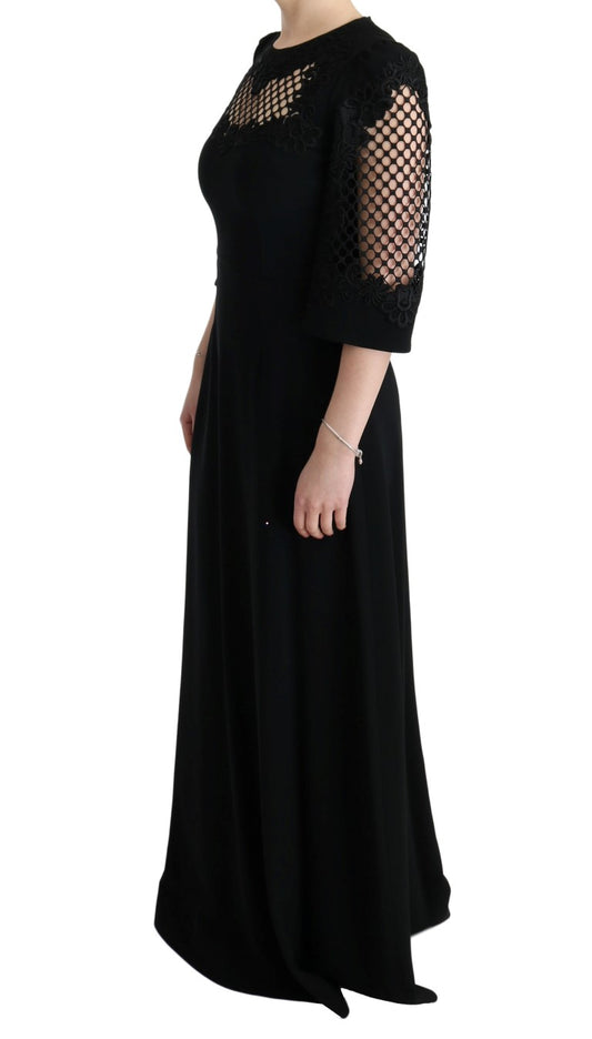 Black Stretch Shift Long Maxi Dress-Dolce & Gabbana-LabelTerrace.com
