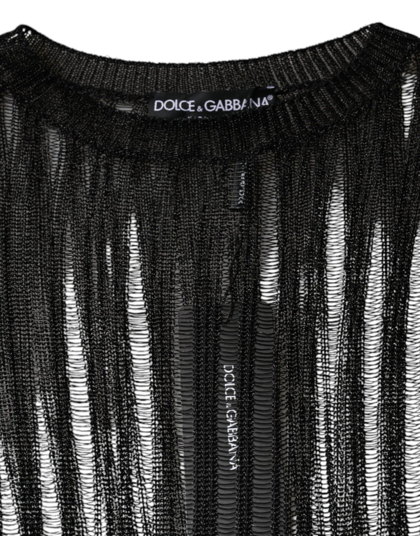 Black Stripe See Through Long Sleeves Top-Dolce & Gabbana-LabelTerrace.com