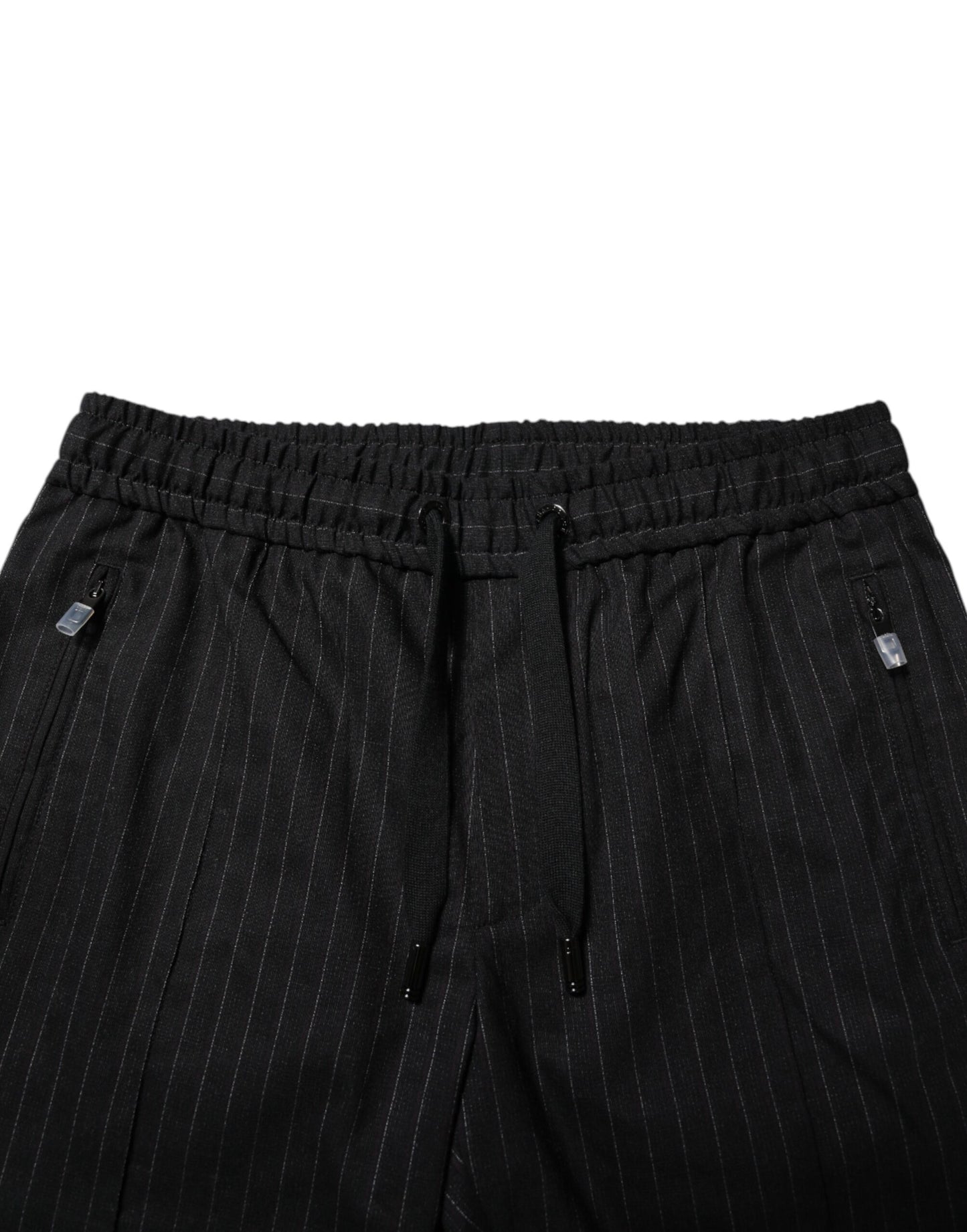 Black Striped Wool Men Jogger Pants-Dolce & Gabbana-LabelTerrace.com