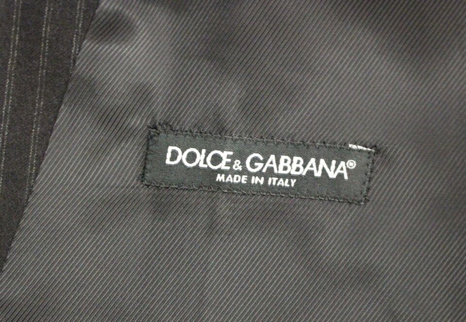 Black Striped Wool Single Breasted Vest-Dolce & Gabbana-LabelTerrace.com