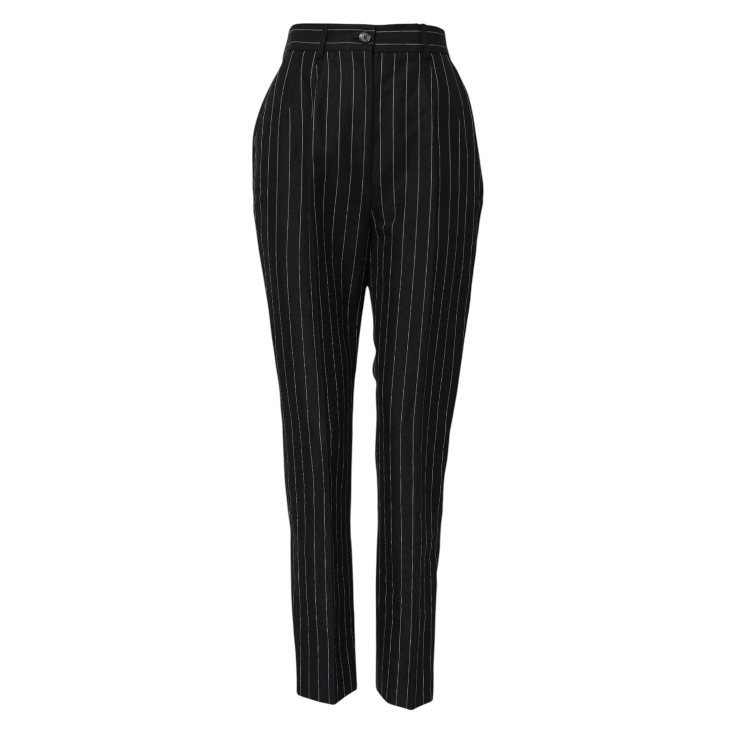 Black Stripes High Waist Tapered Pants-Dolce & Gabbana-LabelTerrace.com