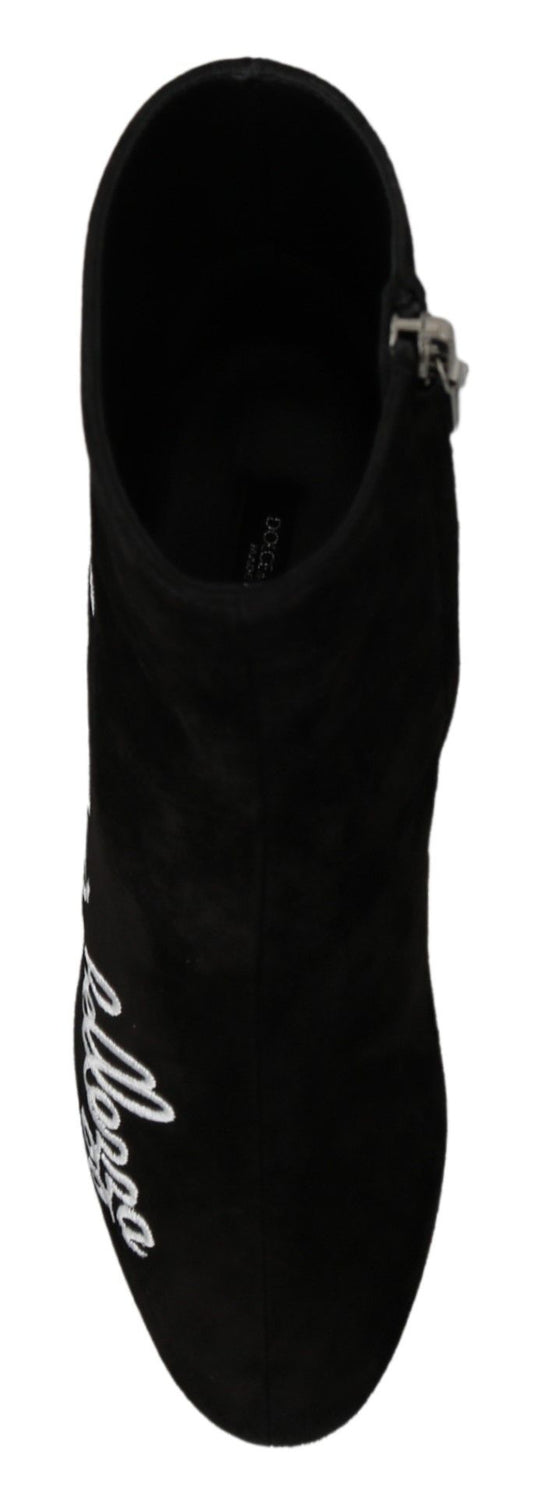 Black Suede L'Amore E'Bellezza Boots Shoes-Dolce & Gabbana-LabelTerrace.com