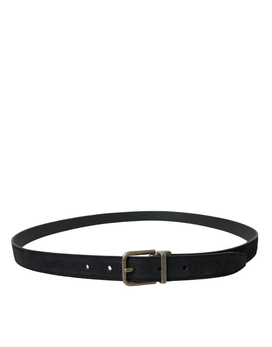 Black Suede Leather Gold Metal Buckle Belt-Dolce & Gabbana-LabelTerrace.com